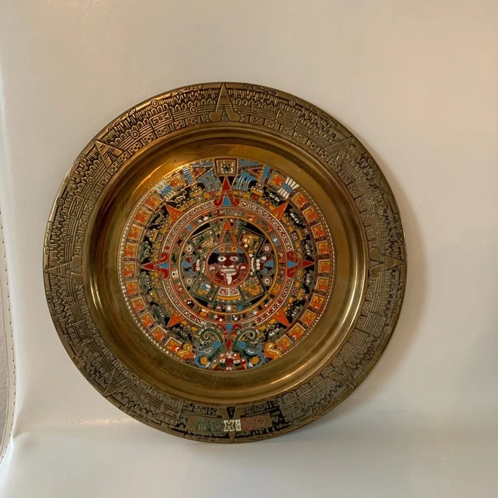 Intricate Gold and Multicolor Wall Decor Plate